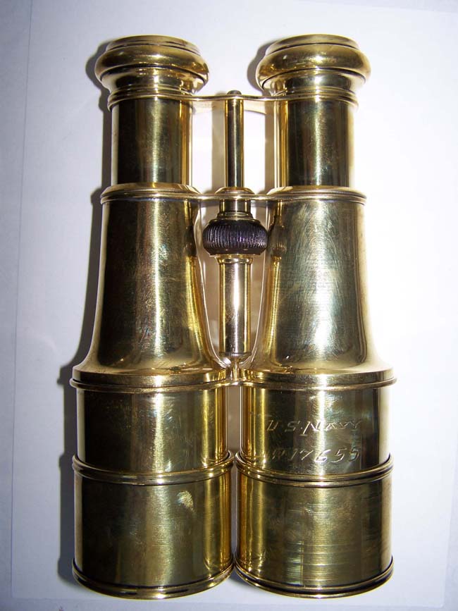 A Fine and Large Pair of All Brass U.S. Navy Binoculars made by Verdi of Paris circa 1890